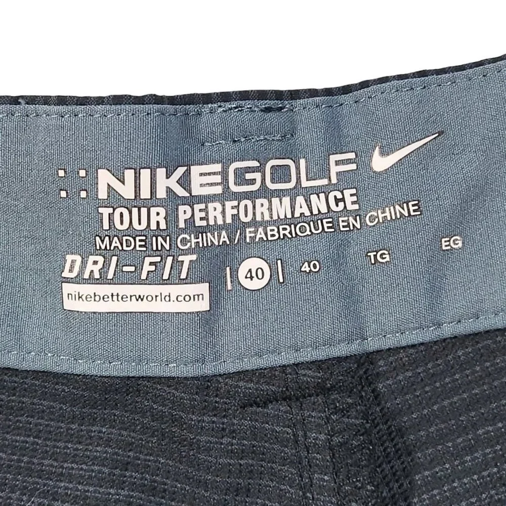 Nike Golf Dry-Fit Mens Shorts Size 40 Tour Performance Black Gray Stripe Stretch